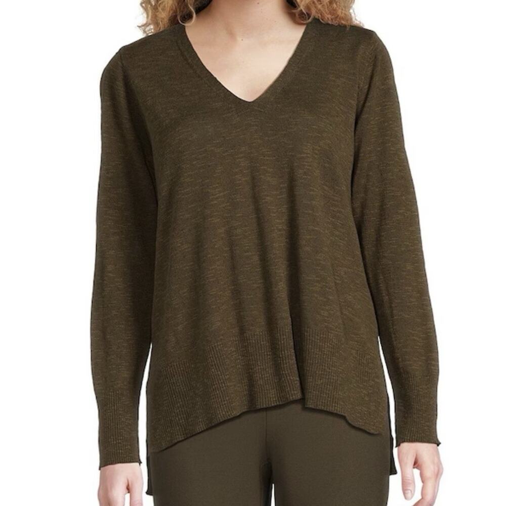 Eileen Fisher S Oversized Boxy Recycled Cashmere Organic Cotton Sweater V-Neck‎